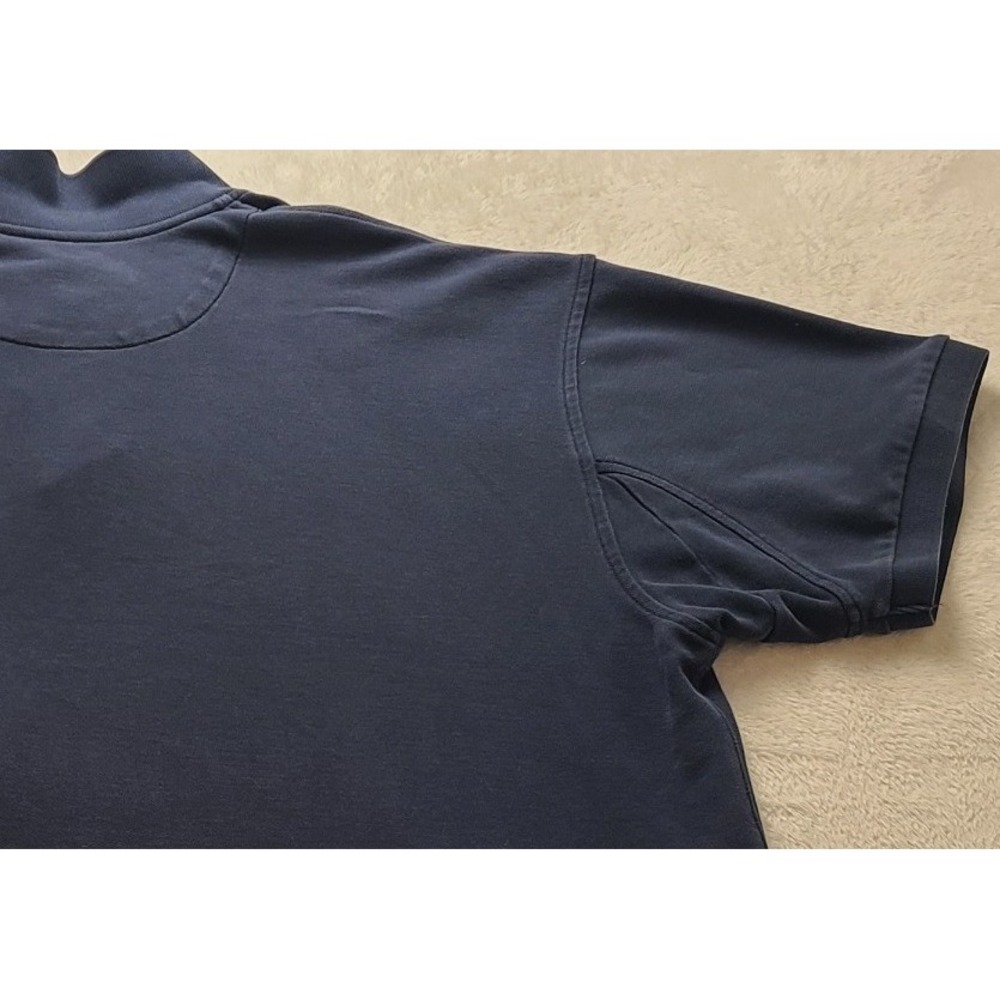 Orvis Men's XXL Short Sleeve Polo Shirt Navy Blue Orange Contrast Pique Knit - Picture 12 of 14